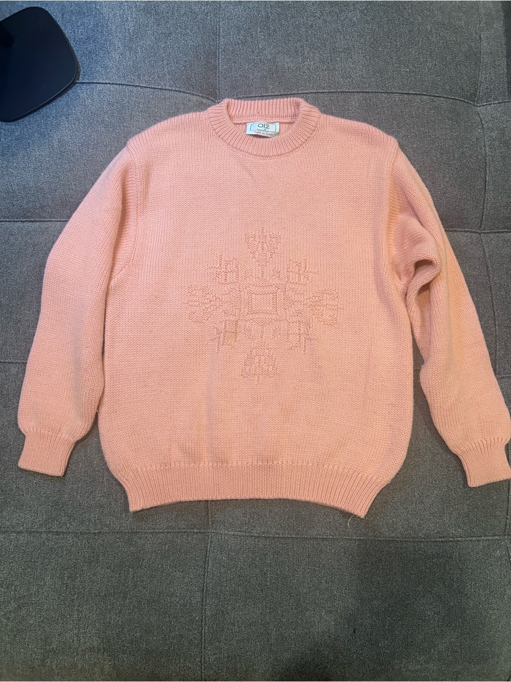 Vintage O12 Benetton Pink Knit Sweater Made in Italy 80s 90s Kids Geometric